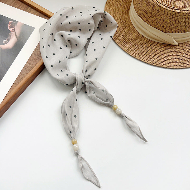 Vintage Flower Print Beaded Triangle Scarf MK2BW6W6NSI01