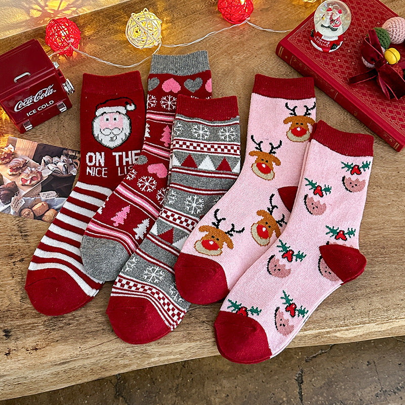 Funny Cartoon Print Warm Christmas Socks Set DP25G750