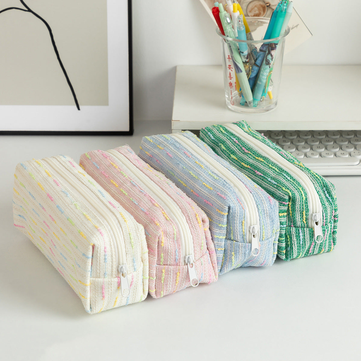 Cute Multi-Color Line portable Pencil Pouch 6S10BOB1045