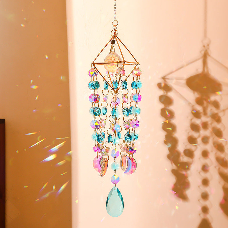 Geometric Frame Crystal Chain Tassel Hanging Suncatchers MK2CZAS6H7HLS67