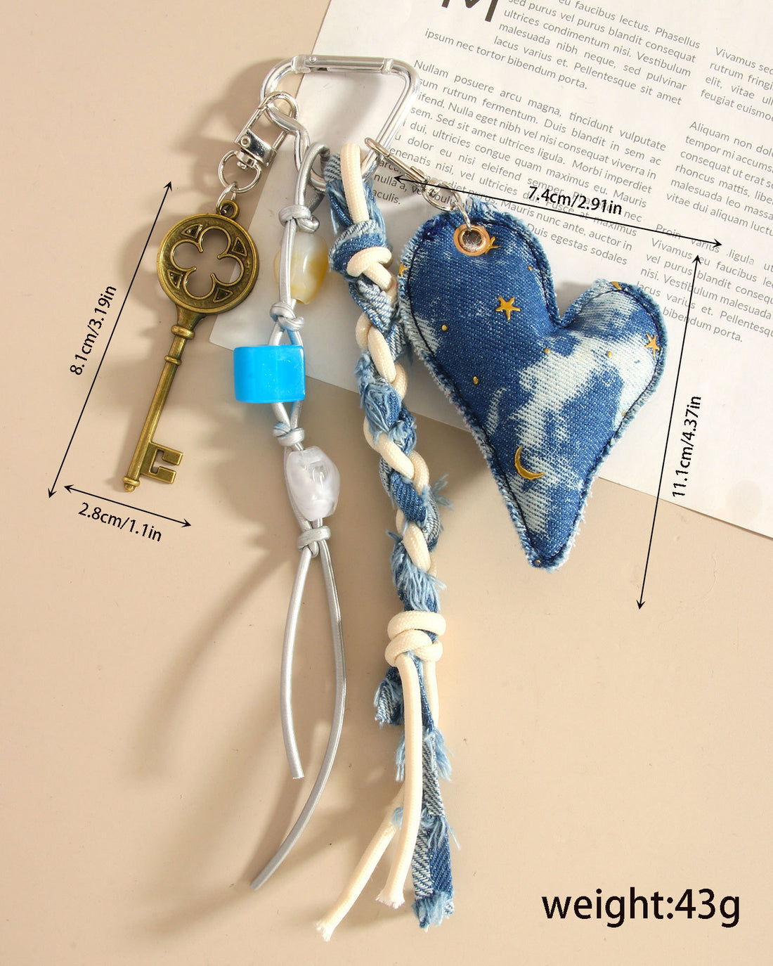 Denim Love Beads Rope Bag Charms DP25D674