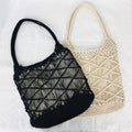 Solid Color Hand Woven Hollow Tote Bag 8CW6BBG530L