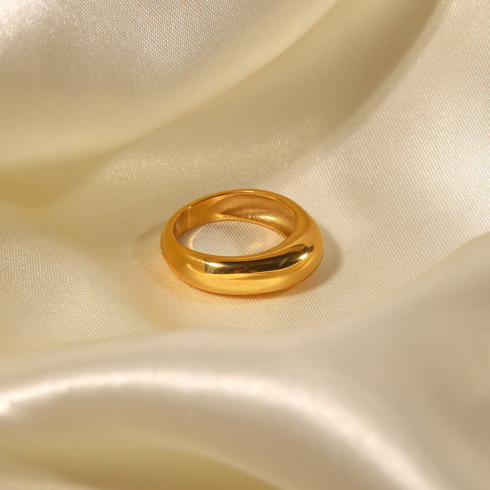 Minimalist Gold Plated Polished Surface Ring 8ZA6JRG144L
