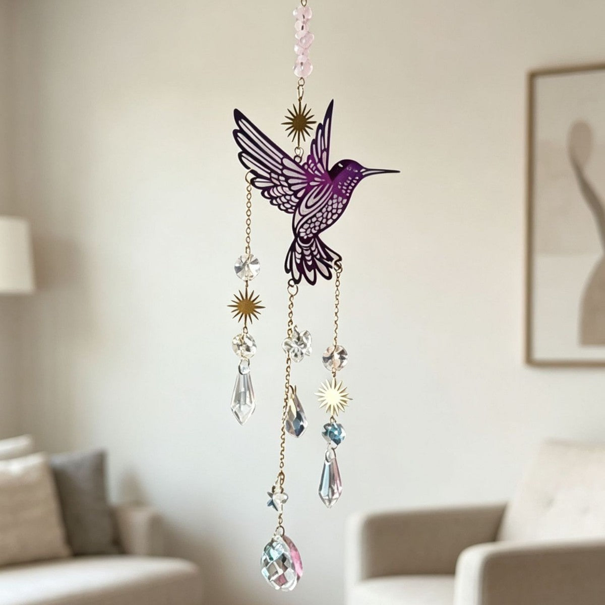 Hummingbird Crystal Prism Wind Chime Sun Catcher 6H7HLS208