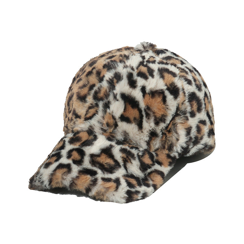 Vintage Leopard Print Faux Fur Baseball Cap 6W6HAT820