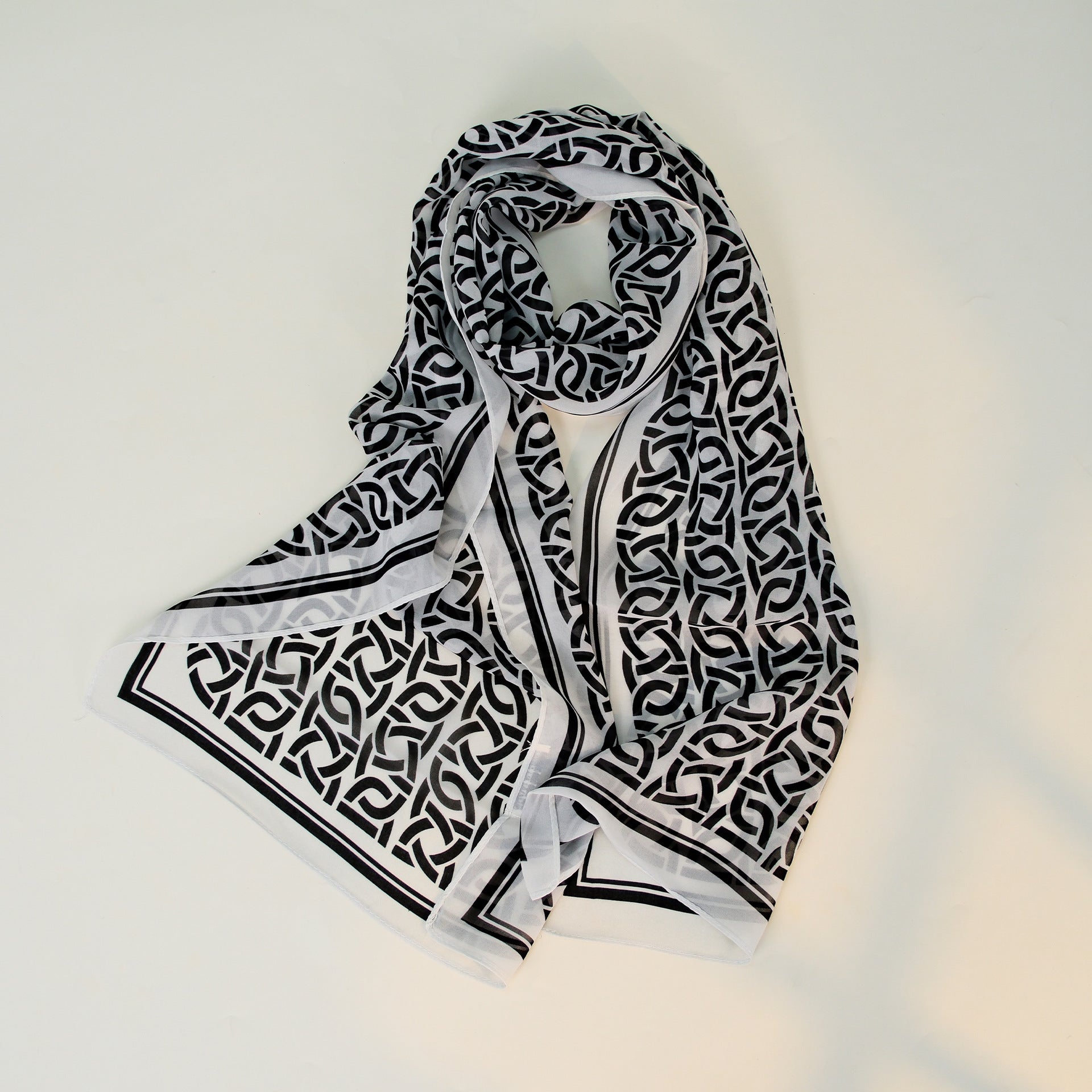 Minimalist Color Block Polka Dots Silk Scarf 6W6NSI224