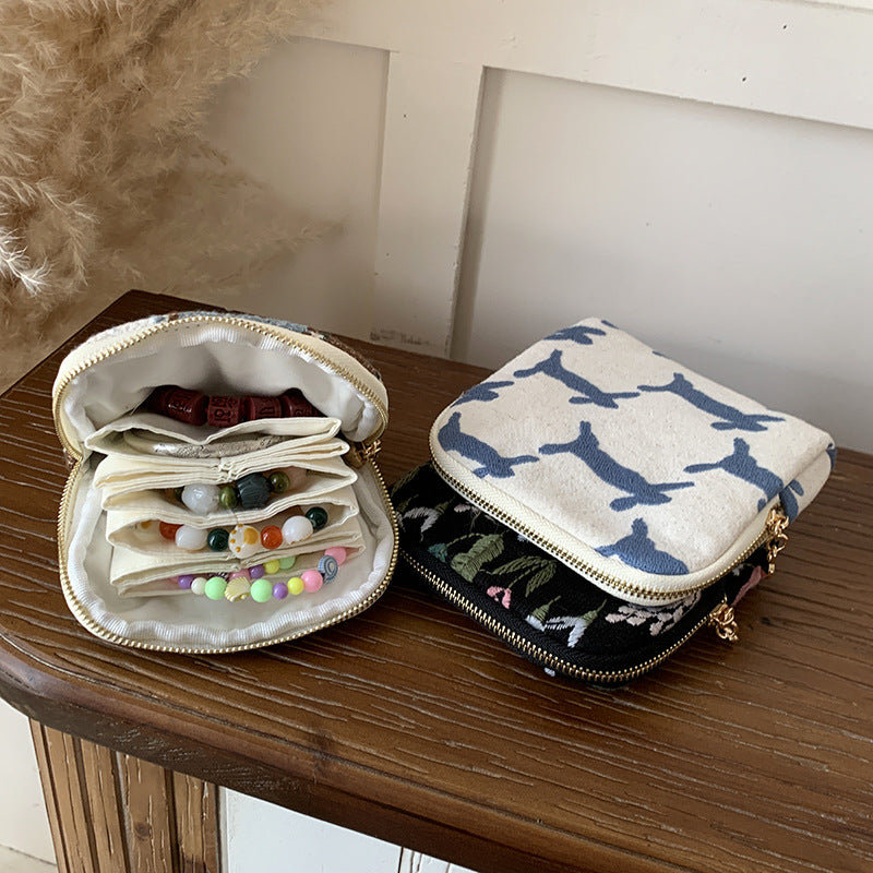 Vintage Floral Tree Embroidery Mini Jewelry Case 6W13HSJ117