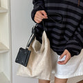 Casual Solid Color Linen Tote Shoulder Bag 6W10BBG1888