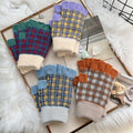 Plaid Knit Fingerless Gloves - DippedShop Wholesale - #3363