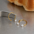 Pearl Gold Plated Open Ring - DippedShop Wholesale - #8051