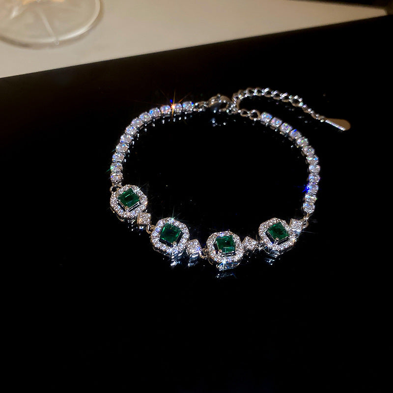 Stylish Gold Plated Square Rhinestones Chain Bracelet 6W6JBR710