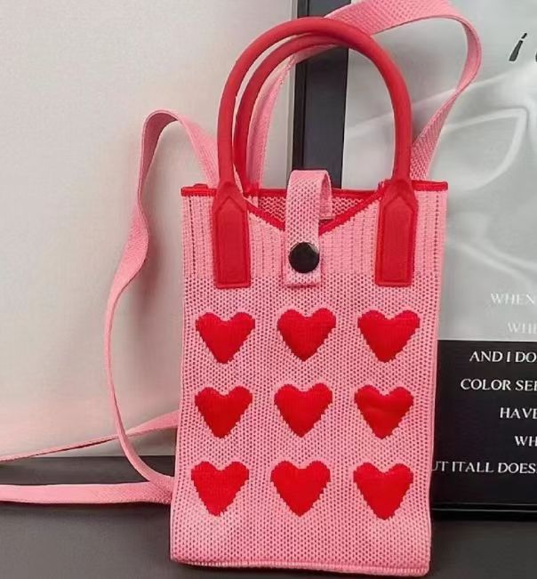 Cute Heart Print Knit Crossbody - DippedShop Wholesale - #8563