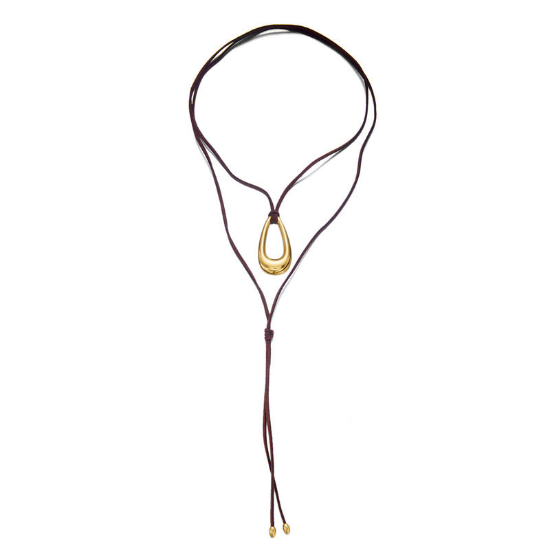 Geometric Pendant Leather Necklace - DippedShop Wholesale - #0931