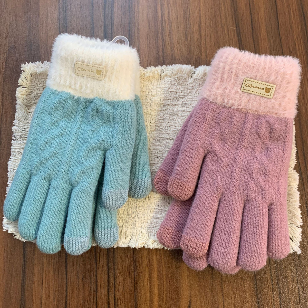 Fuzzy Plush Knit Gloves - DippedShop Wholesale - #4531