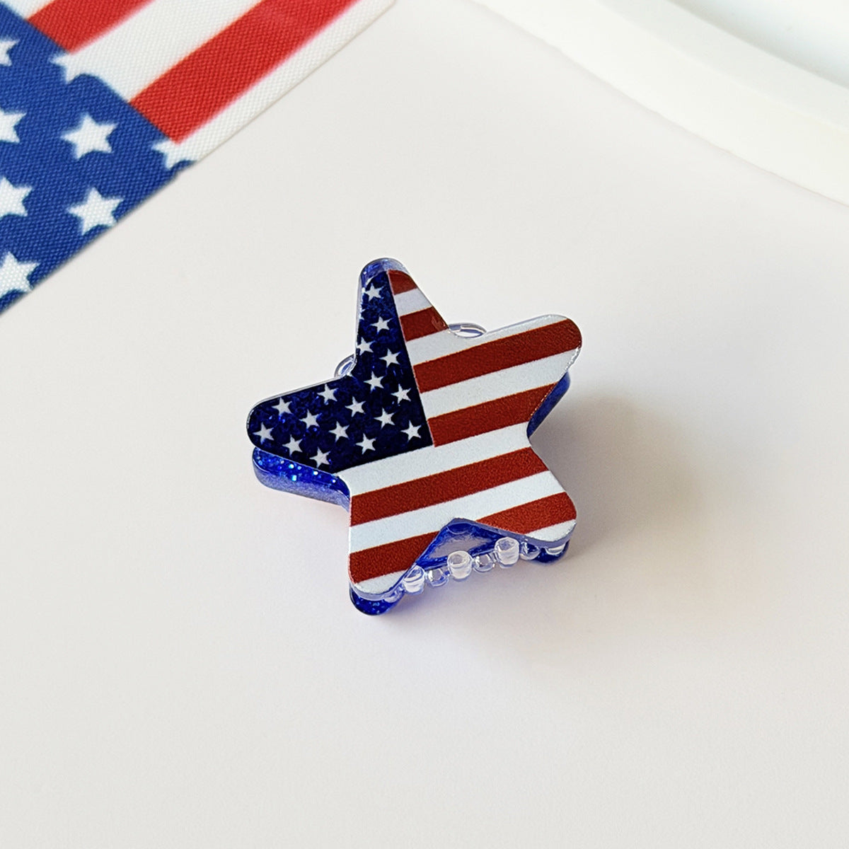Cute USA Flag Pattern Floral Shape Hair Clip 8AS6HCP59T