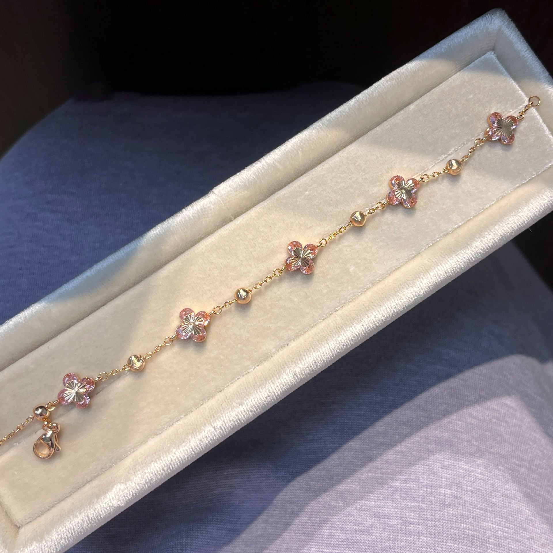 Sweet Pink Cubic Zirconia Link Bracelet 6W6JBR357
