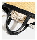 Simple Straw Woven Drawstring Bucket Beach Bag 6W10BBG2385
