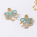 Gold Octopus Stud Earrings - DippedShop Wholesale - #8819