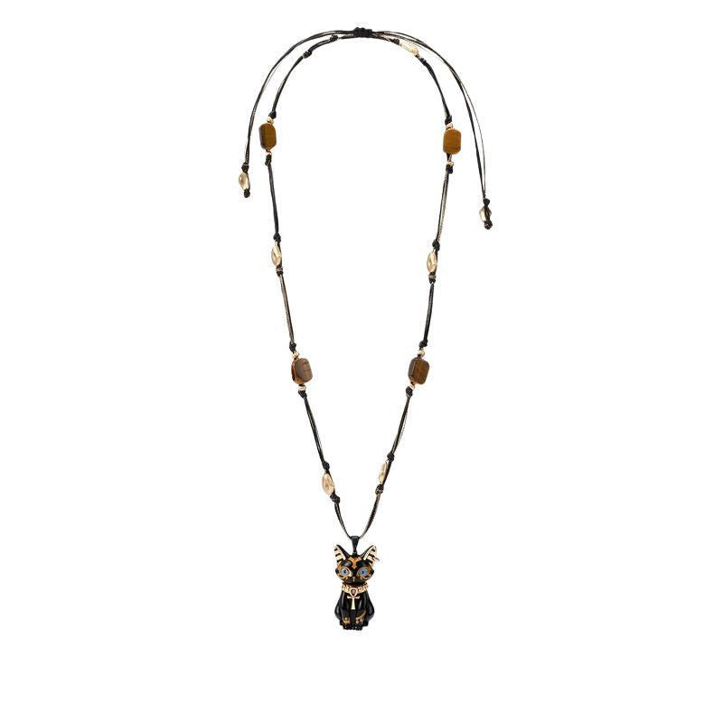 Vintage Egyptian Bastet Cat Pendant Necklace 6W6JNC397L