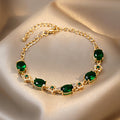Elegant Geometric Emerald Rhinestone Pendant Bracelet 6W6JBR721