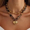 2 Pcs Leopard Print Hear Pendant Scarf Necklace 6W6JNC1003
