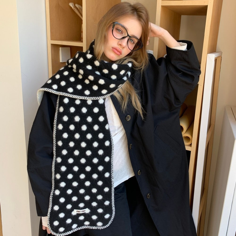 Polka Dot Wool Scarf - DippedShop Wholesale - #6851