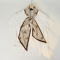 Simple Color Block Striped Print Silk Scarf 6W6NSI258