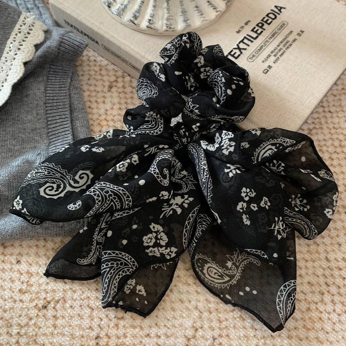Vintage Floral Print Bowknot High Elastic Scrunchies 6W6HSR490