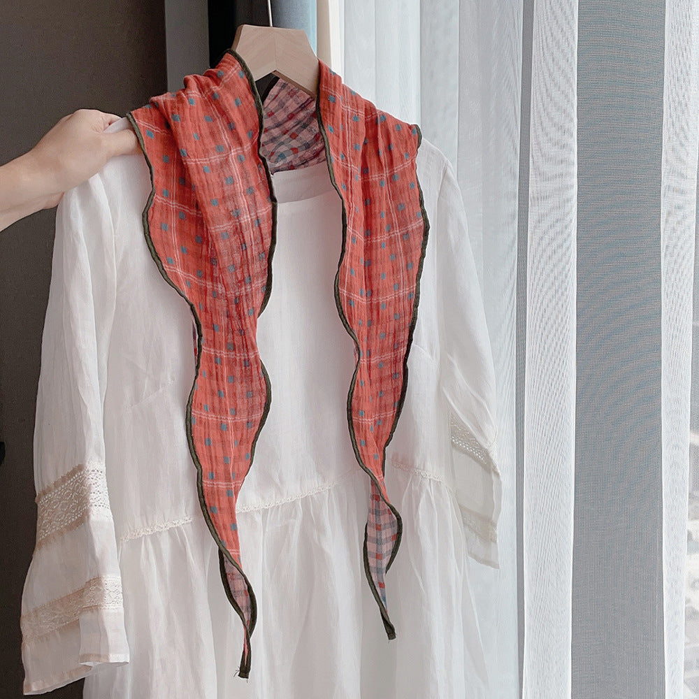 Stylish Plaid Print Reversible Silk Scarf 6W6NSI237
