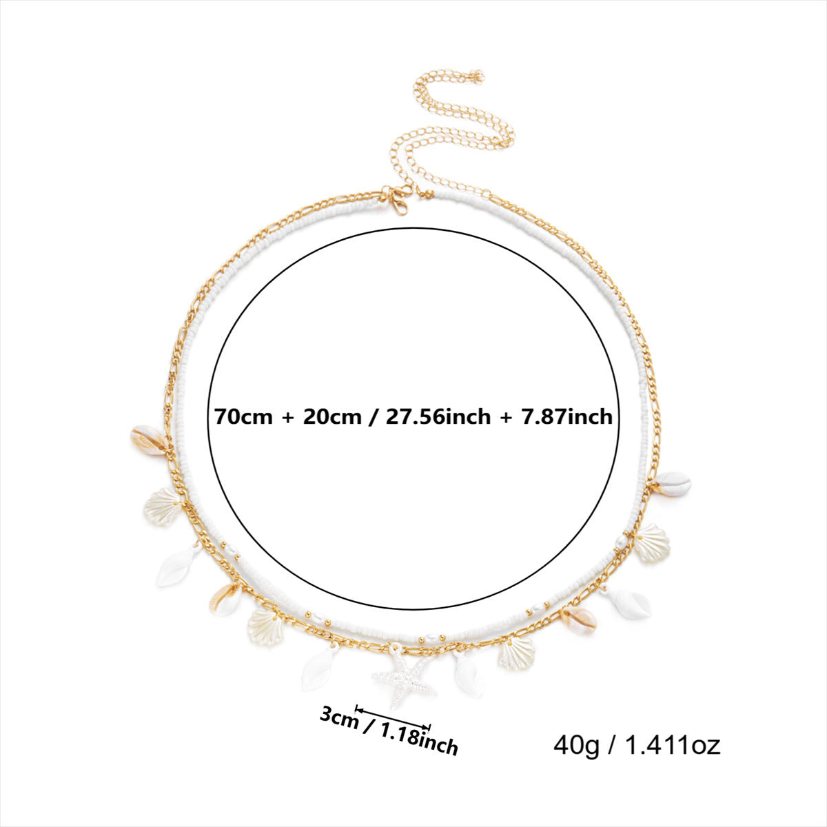 Beach Shell Starfish Layered Link Waist Chain 8ZA6JBC100T