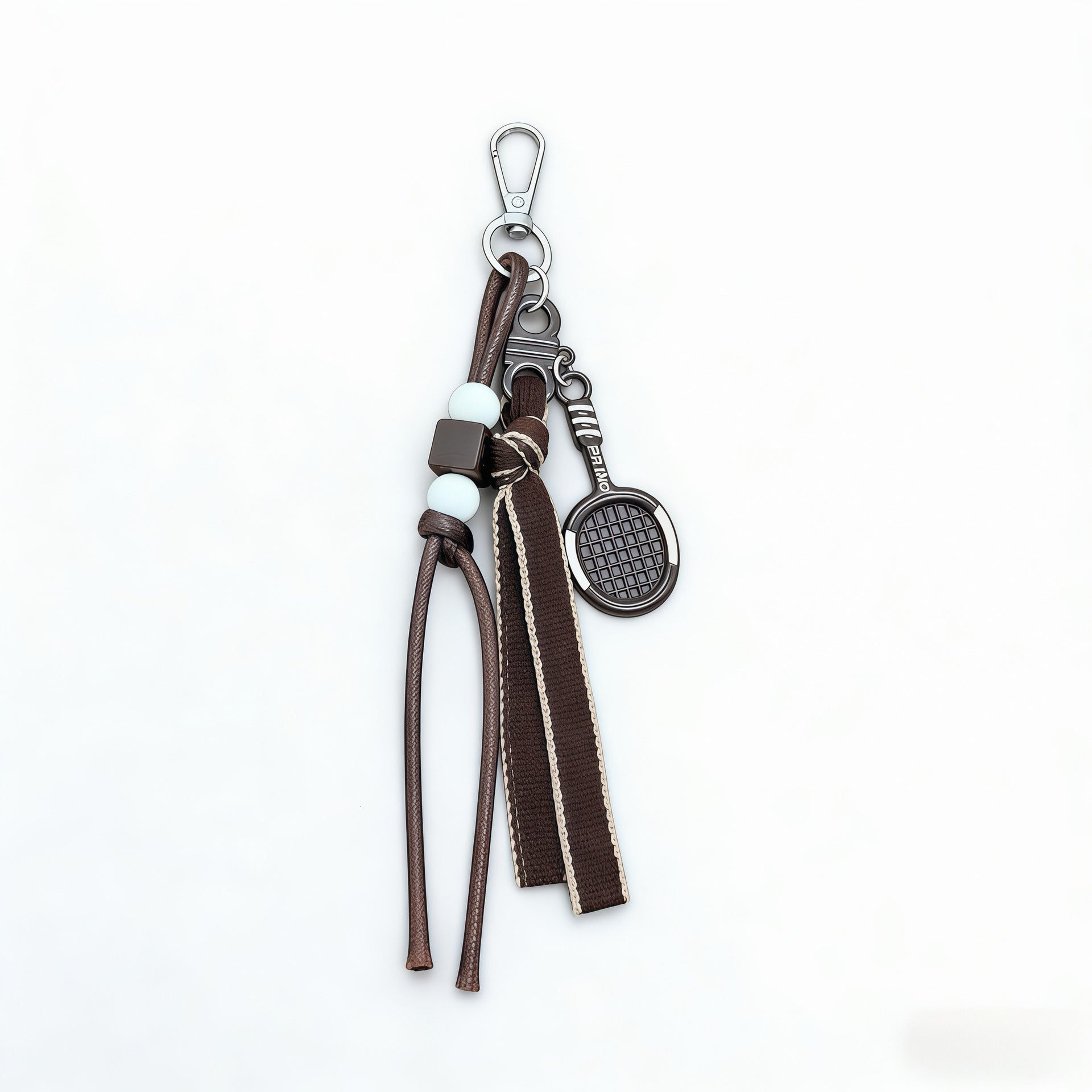 Handmade Beaded Rope Badminton Racket Keychain 6W10BBC430