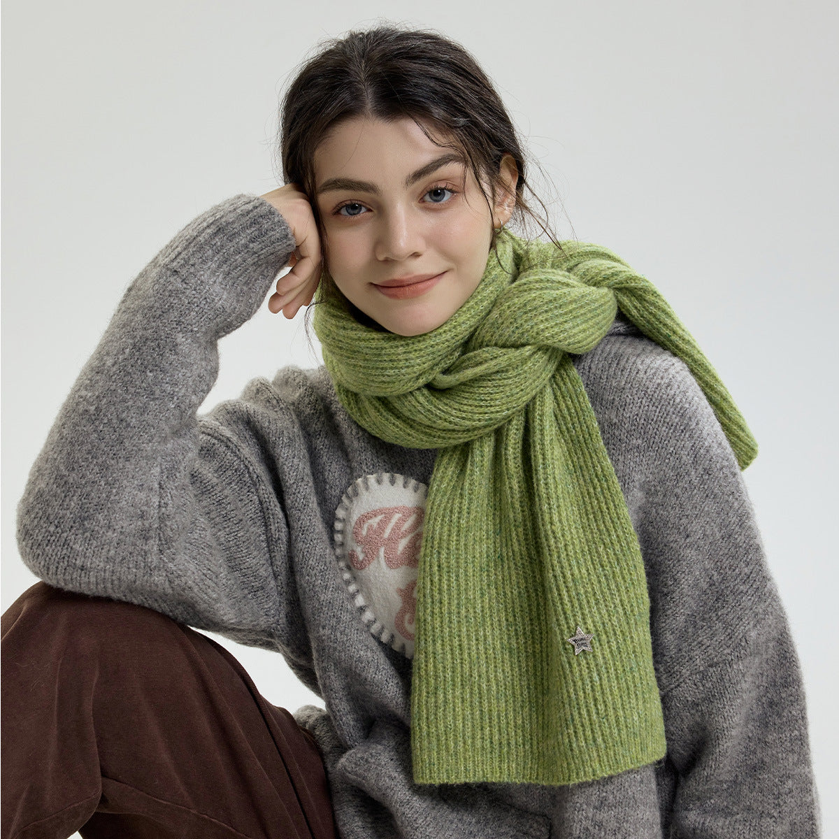 Trendy Soft Solid Color Metal Star Scarf 6W6NSW254