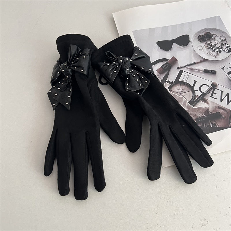 Trendy Studded Bow Knot Warm - DippedShop Wholesale - #5731