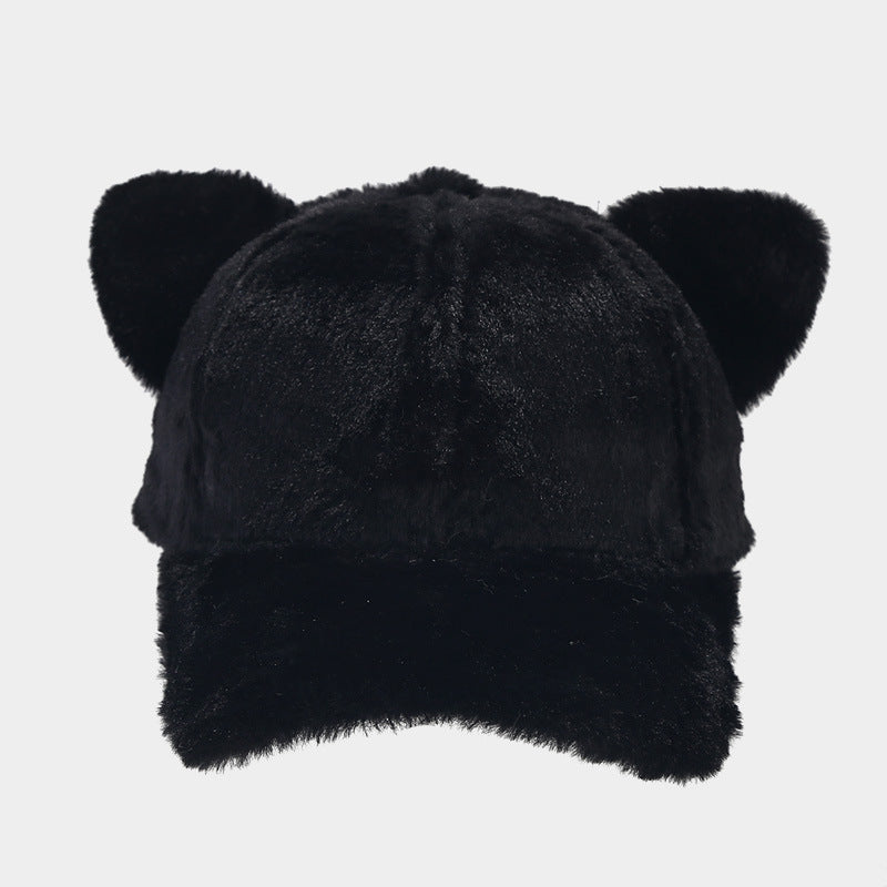 Cute Plush Cat Ears Warm Baseball Cap 6W6HAT536