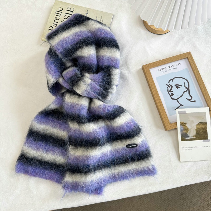 Chunky Knit Striped Scarf - DippedShop Wholesale - #9043
