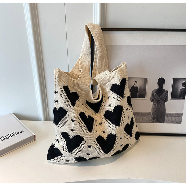 Stylish Heart Print Large Capacity Shoulder Bag 6W10BBG1765