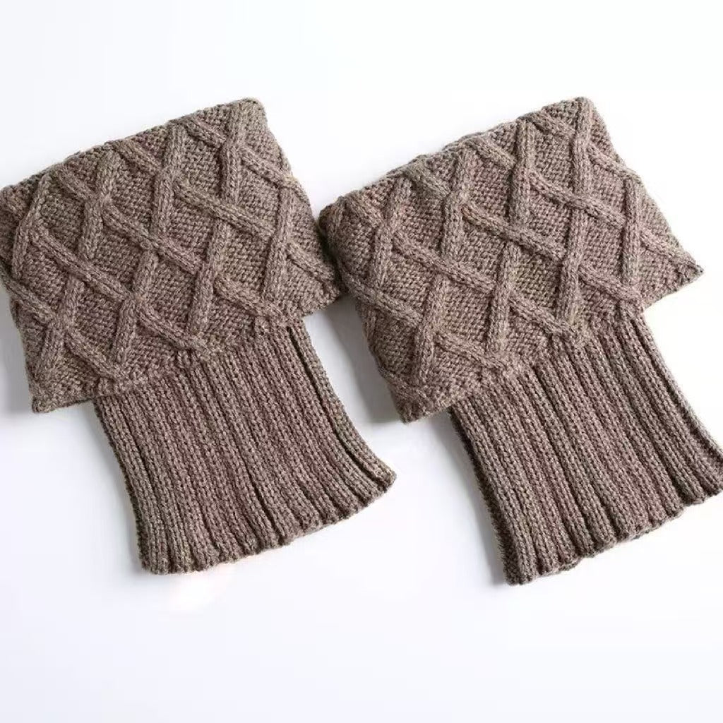 Diamond Crochet Short Cable Knit Boot Cuffs 6W8FSO882