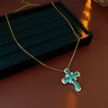 Elegant Gold Plated Rhinestones Cross Pendant Necklace 6W6JNC974