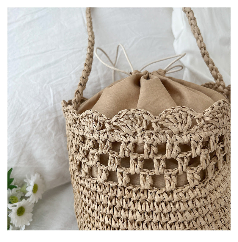 Straw Woven Bucket Bag - DippedShop Wholesale - #8755