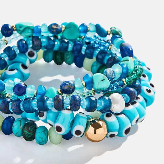 Vintage Irregular Natural Stone Beaded Bracelet Set 6W6JBR509