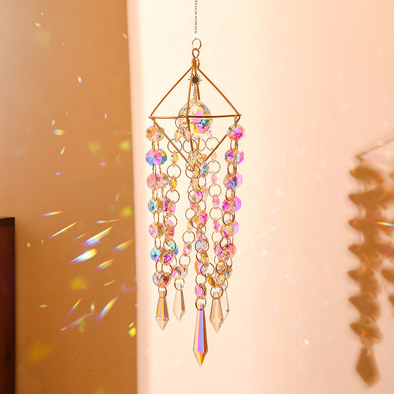 Geometric Frame Crystal Chain Tassel Hanging Suncatchers MK2CZAS6H7HLS67