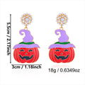 Halloween Rhinestone Pumkin Bat Pendant Dangle Earrings 6W6JER552