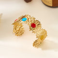 Chunky Gold Plated Embossed Open Cuff Bracelet 6W6JBR591