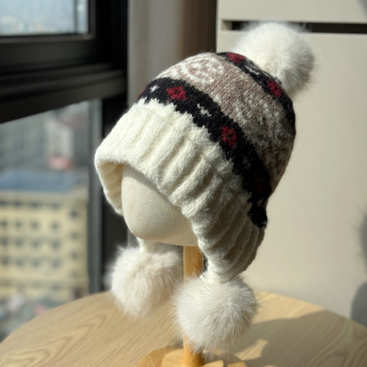 Jacquard Fleece Earflap Beanie - DippedShop Wholesale - #0995