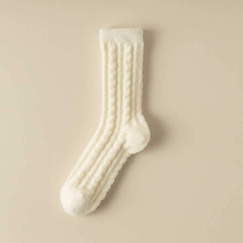 Thickened Cable Knit Winter Crew Socks 6W8FSO883