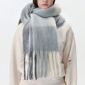 Fluffy Colorblock Oversized Plaid Scarf - DippedShop Wholesale - #7795
