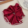 Elegant Pearl Ruffled Satin Hair Scrunchies MK2BW6W6HSR63