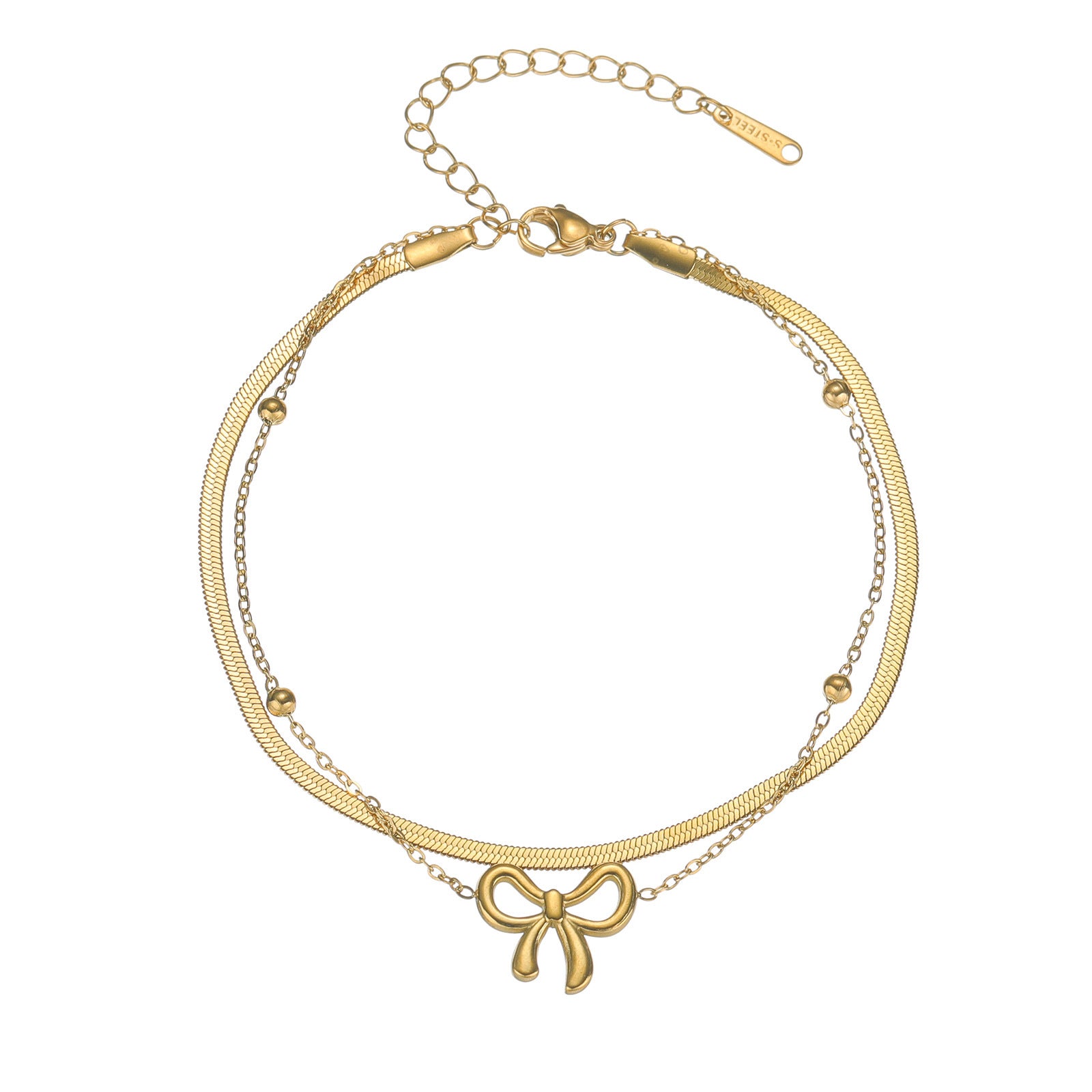 Bowknot Gold Plated Layered Sn - DippedShop Wholesale - #2531