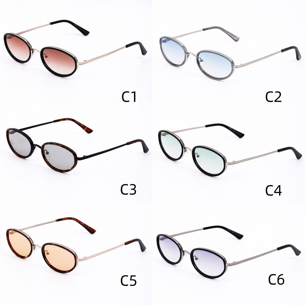 Retro Oval Metal Sunglasses - DippedShop Wholesale - #7635