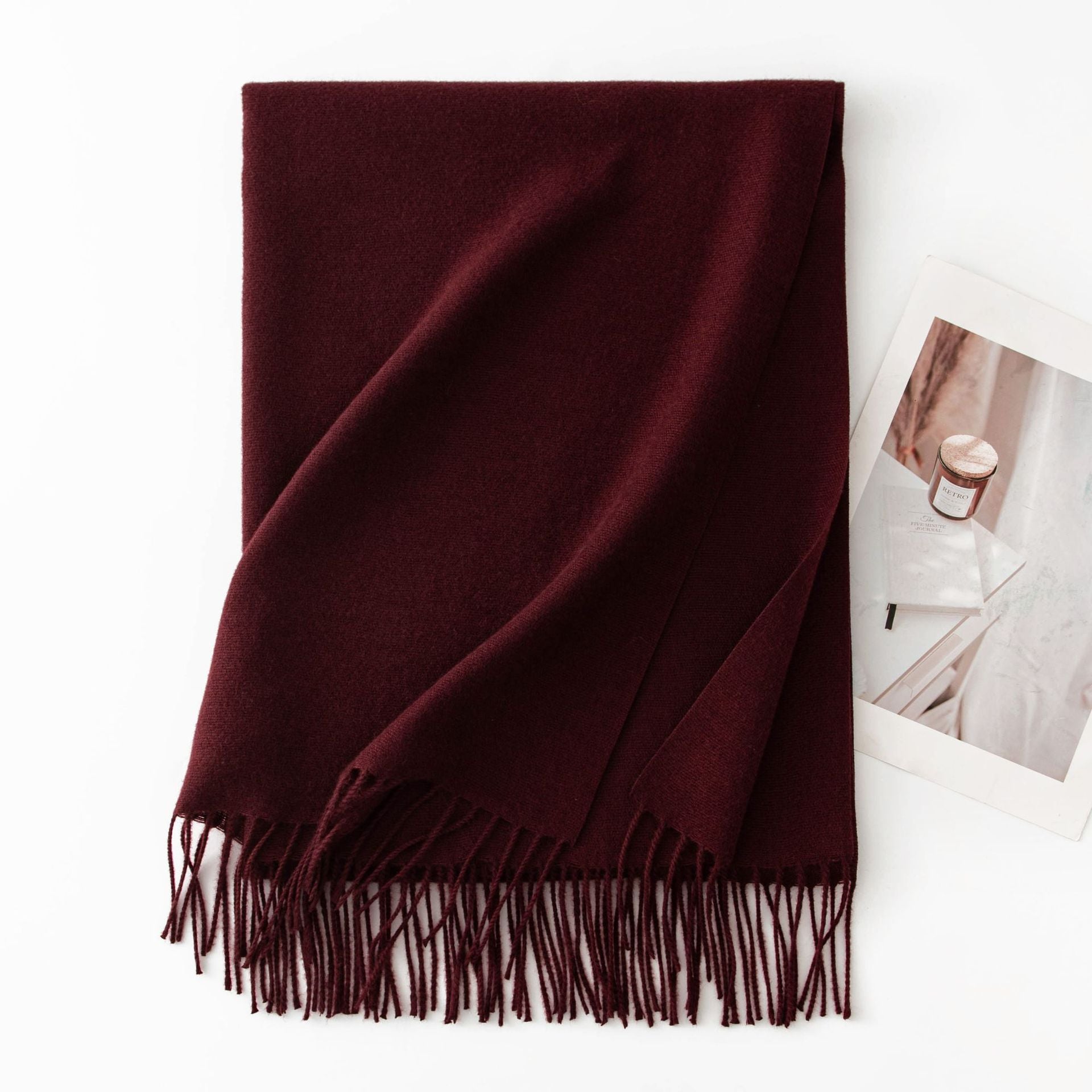 Minimalist Solid Color Tassel Scarf 6W6NSW306